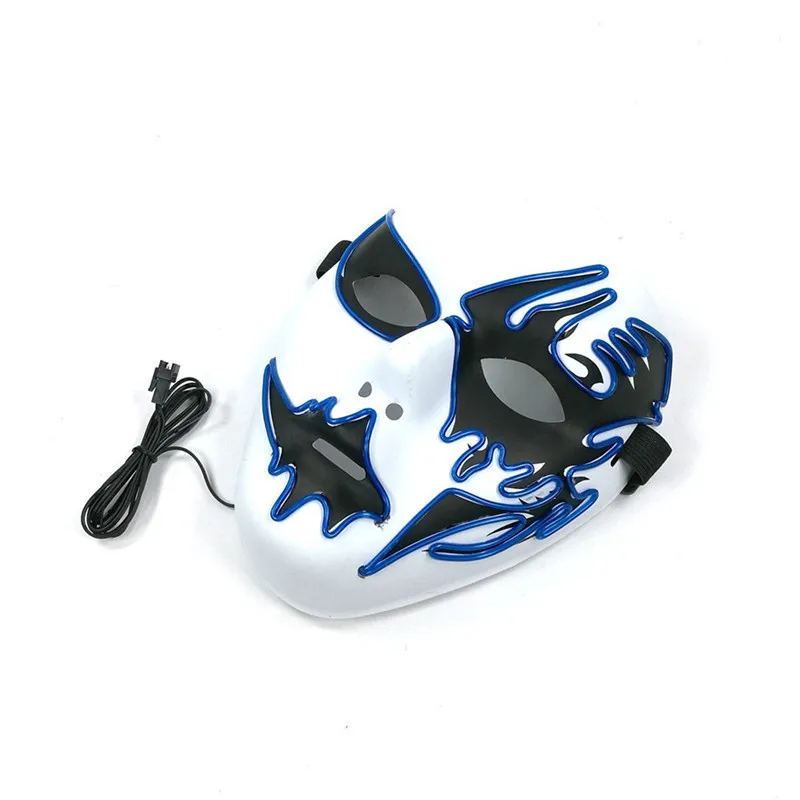 Светильник с тремя режимами EL Wire Ghost Mask светодиодный светильник неоновая маска для Хэллоуина страшные маскарадные вечерние светящиеся маски для танцев
