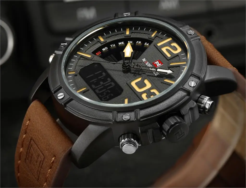 Топ люксовый бренд NAVIFORCE мужские спортивные часы водонепроницаемые кварцевые часы мужские модные кожаные Наручные часы Relogio Masculino