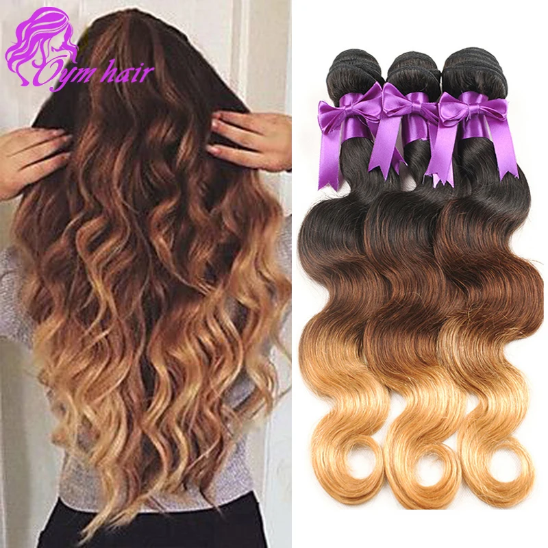 

1b/4/27 Ombre Indian virgin hair 4 bundle deals 10A unprocessed Ombre hair extensions Indian body wave Ombre human hair weave
