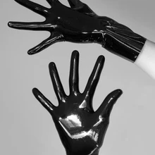 Guantes fetiche de goma de látex Offe especial guantes cortos de látex negros guantes de látex de alta calidad Color negro M/LSize solamente