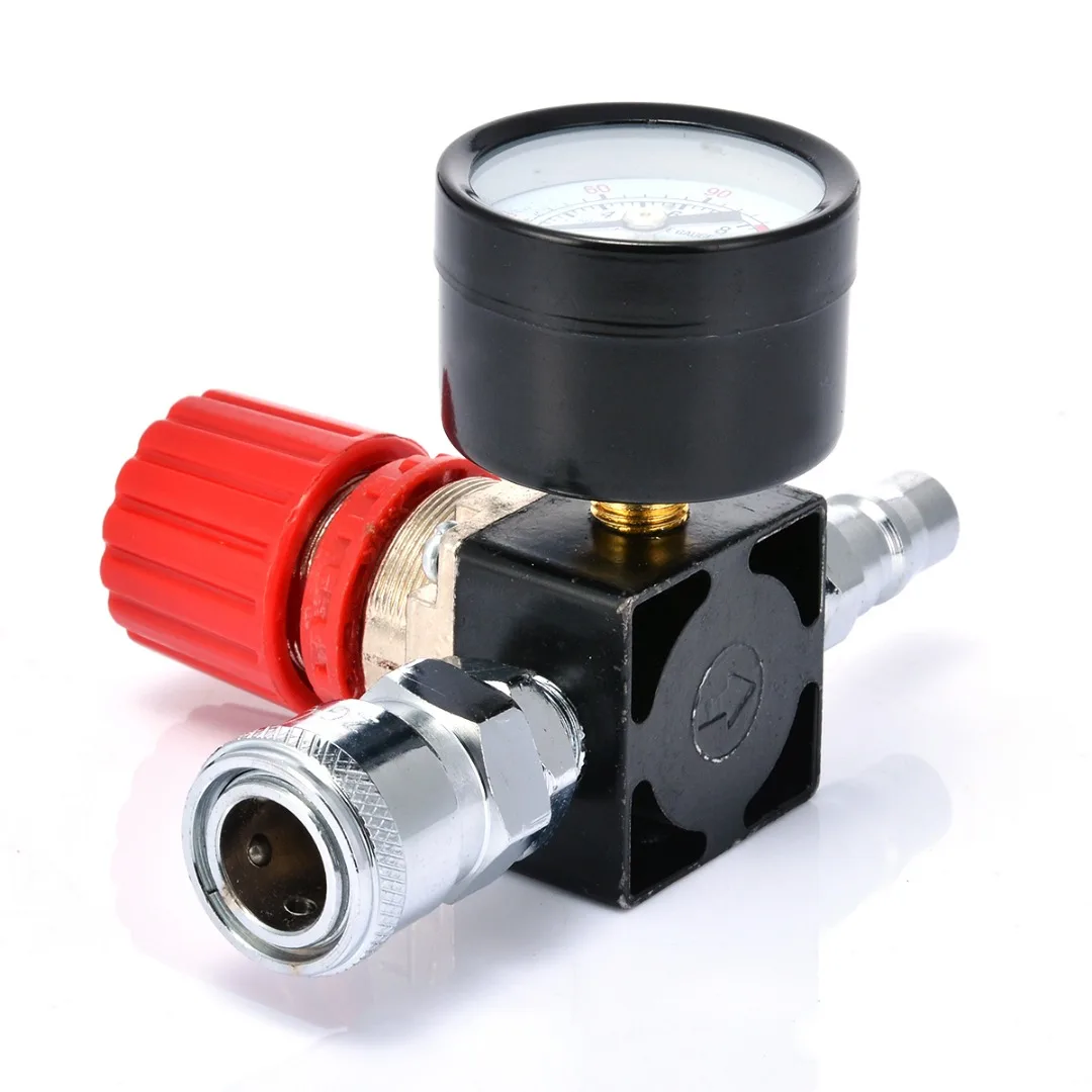 1pc 180PSI 12 Bar Pressure Regulator  Switch Control Valve with Gauges 1/4" For Air Compressor