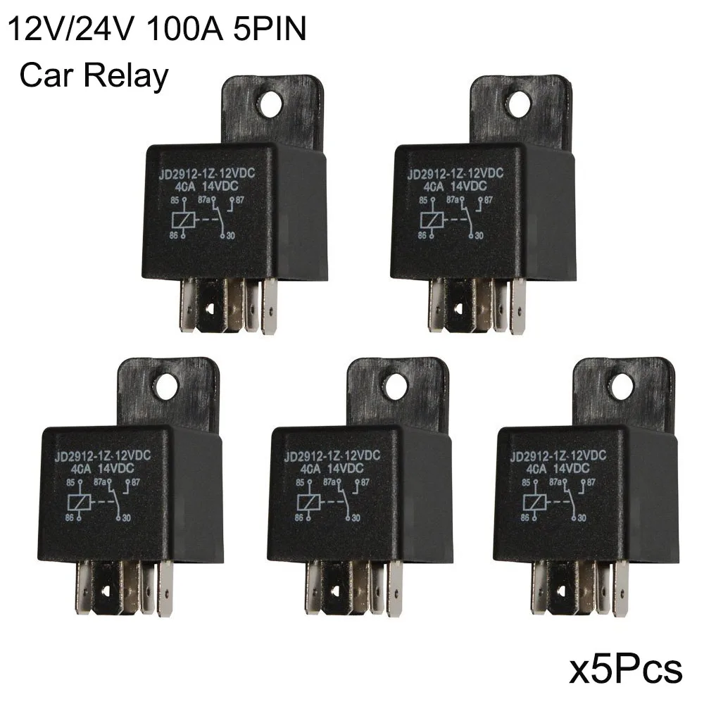 

EHDIS 5Pcs Motor Car Relay 5Pin 12V 24V Coil 40amp SPDT 40A 14VDC , Contactor Relay Switch Power, Auto Switches & Starte