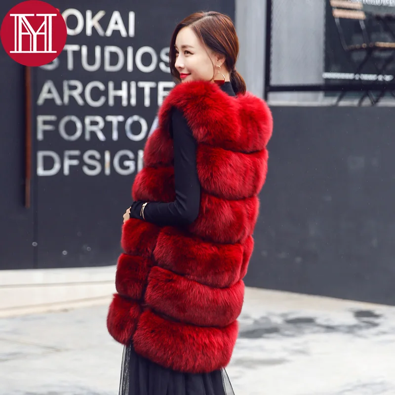 

new 2019 long style real fox fur vest high quality fox fur sleeveless coat women fashion 100% real natural fox fur gilet