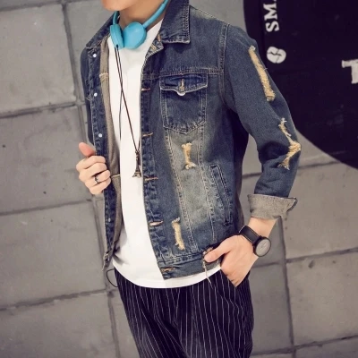 Autumn Hi-Street Men jeans Jackets casual washed patchwork Distressed Denim Man Slim Fit Streetwear Hip Hop Vintage Jacket Autumn Hi-Street Men jeans Jackets casual washed patchwork Distressed Denim Man Slim Fit Streetwear Hip Hop Vintage Jacket