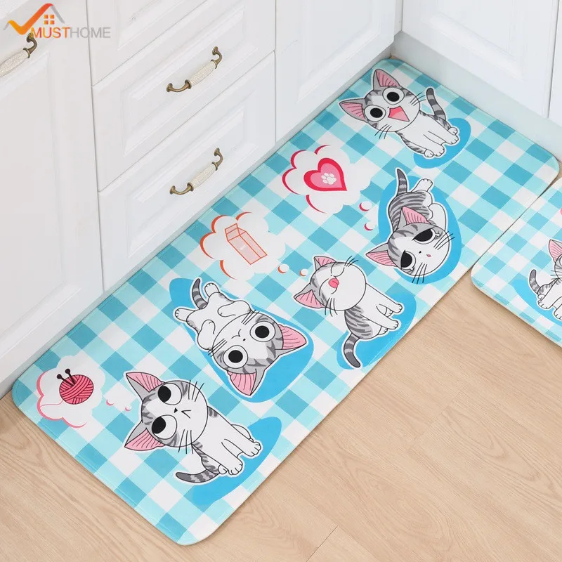 Cartoon Cat Pattern Non Slip Bathroom Rug Modern Kitchen Matbathroom