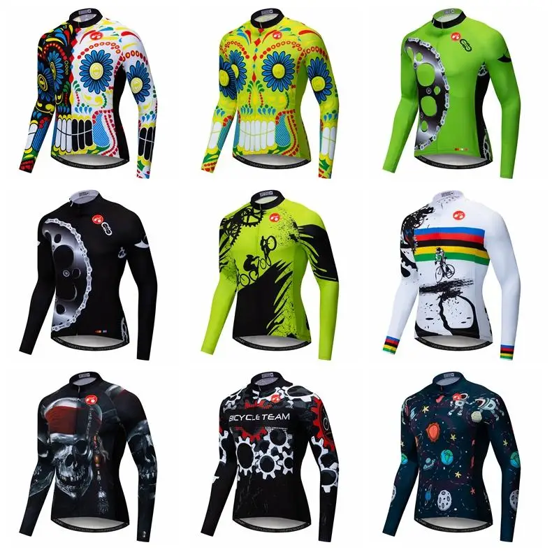 

2019 Pro Team Cycling Jersey MTB bicycle Long Sleeve shirt Ropa Ciclismo Mountaion Bike Clothes racing sports wear Skull