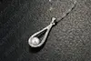 Collares de perlas de gota de Agua de Cristal CZ Brillante De plata de ley 925 auténtica para mujer, joyería fina, conjunto de pendientes de boda, regalo caliente ► Foto 3/6