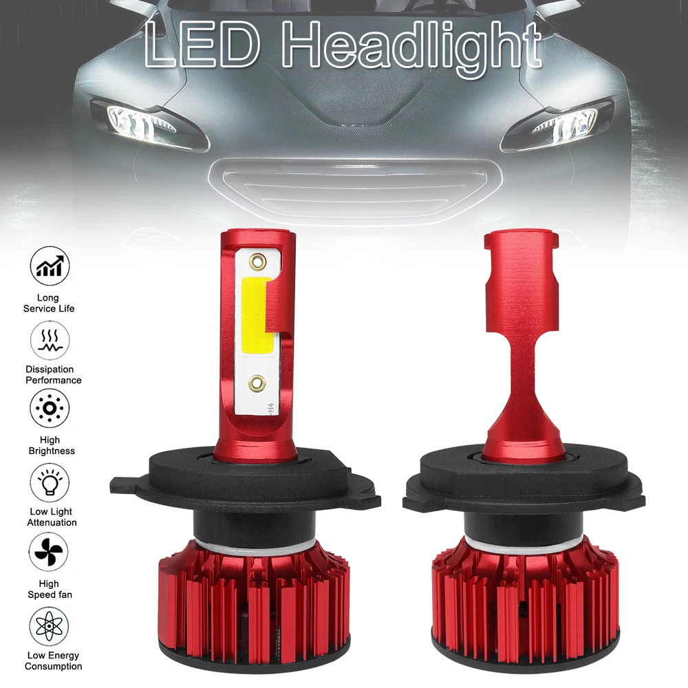 

2pcs Q1 LED Headlight H4 9003 HB2 Q1 12000LM 6000K 120W COB LED Car Headlight Kit Hi Lo Light Bulb car accessories for Cars