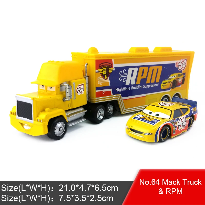 Disney Pixar Cars 2 3 Lightning McQueen Jackson Storm Mack Uncle Truck King 1:55 автомобиль из литого металла игрушка для детей подарок - Цвет: Mack and No.64