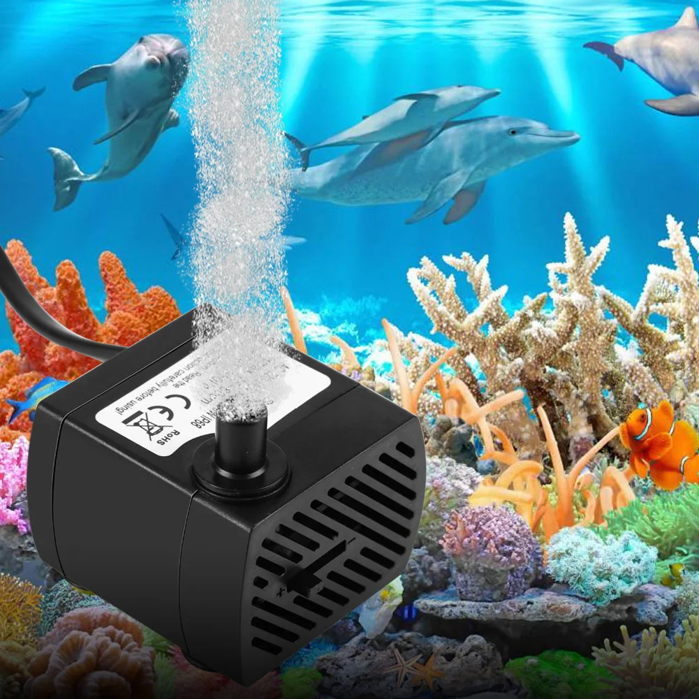 

NEW 1Pc Ultra-quiet 220V 5W 350L/H EU Plug Water Submersible Pump Flow Rate Fountain Aquarium Water PumpAir Fish Tank