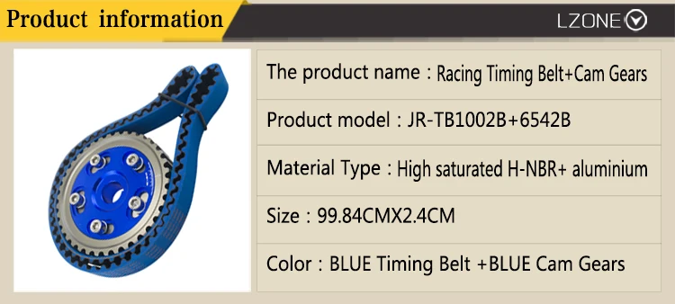 LZONE-HNBR гоночный Ремень ГРМ синий+ алюминиевый кулачковый механизм синий для 92-00 Civic D16Z D16Y JR-TB1002B+ 6542B