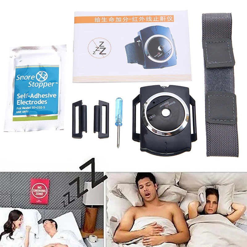 Mayitr 1pc Smart Snore Blocker Stopper Infrared Stop Snoring Wristband Help Sleeplessness Wristband Watch Sleeping Aid