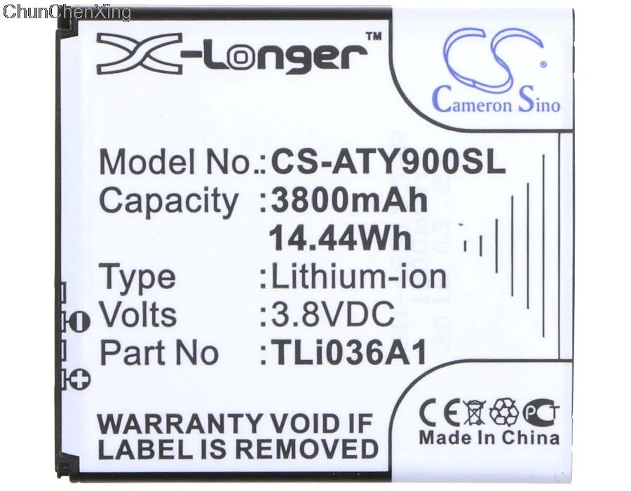 Аккумулятор Cameron Sino TLi036A1 3800 мАч для Alcatel One Touch Link 4G + LTE Y900 Y900NB|Цифровые
