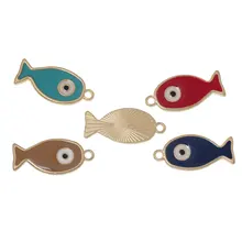 DoreenBeads, Цинковый металлический сплав, Очаровательные Подвески, рыба, роза, золотая, в случайном порядке, эмаль 28 мм(1 1/") x 13 мм(4/8"), 1 шт., новинка