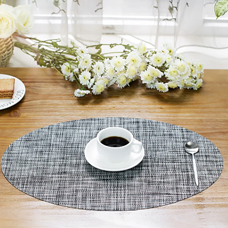 Fashion PVC Oval Placemat European Simple Elegant Style Water-proof Slip-Resistant heat-insulated Table Mat Kitchen Accessories | Дом и сад
