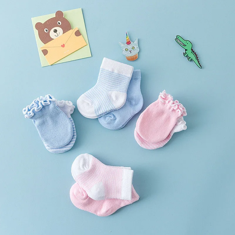 

New 4 Pairs Children Kids Baby Newborn Socks Gloves Anti-scratch Breathable Elasticity
