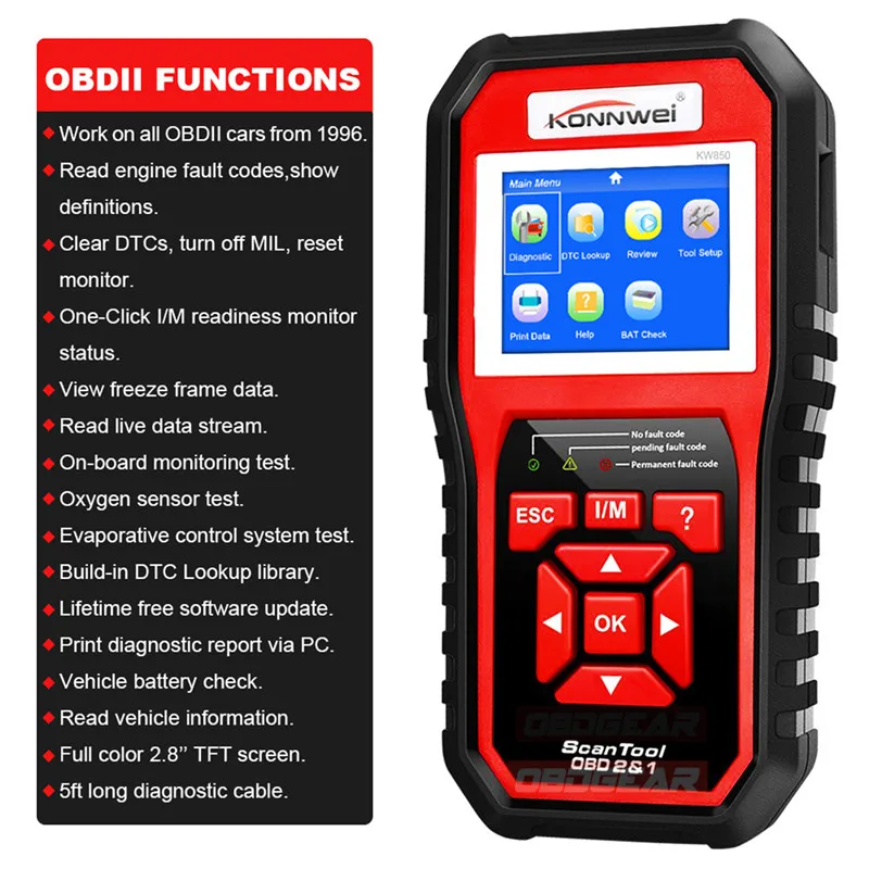 Best OBD 2 Авто диагностический сканер OBD2 сканер KONNWEI KW850 полный ODB2 сканер поддерживает многоязычные ODB 2 Авто диагностический сканер