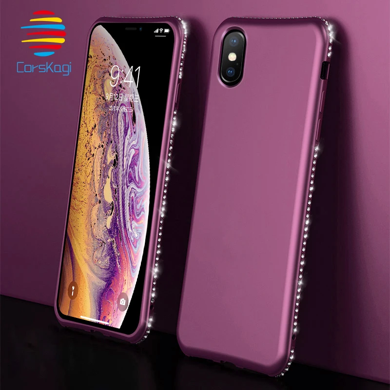

TPU Rhinestone Case For iPhone X Xs Max XR 8 7 Plus 6 6s Plus Case Silicone Soft Cute Glitter Case For iPhone XS Case Coque Capa