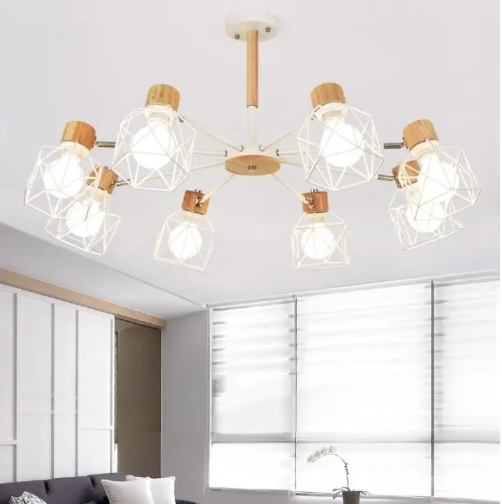 Индивидуальный скандинавский гостиной стальной потолочный светильник современный минималистичный спальня свет бар кофейня Ретро клетка освещение