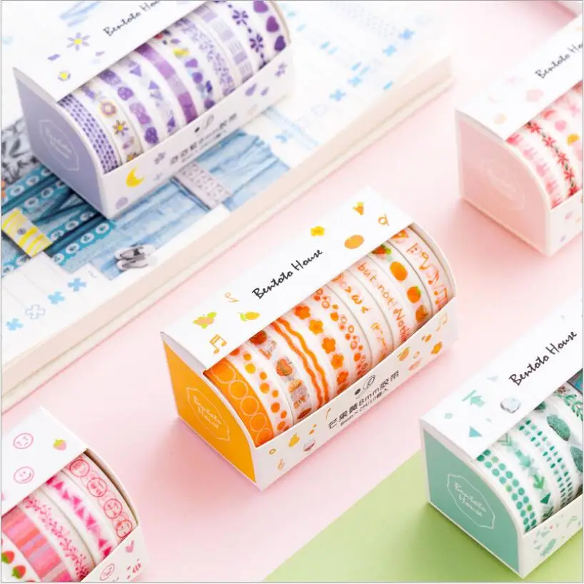 

10 pcs/set Cute Cartoon Fruits Floral Washi Tape Paper DIY Decorative Adhesive Tape Japanese Stationery Masking Tapes Supplies
