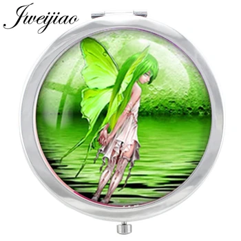 

JWEIJIAO Cartoon girls Sketch ART photo Hand Mirror wonderful Brand Design Folding Double Sides Vanity mirror D265