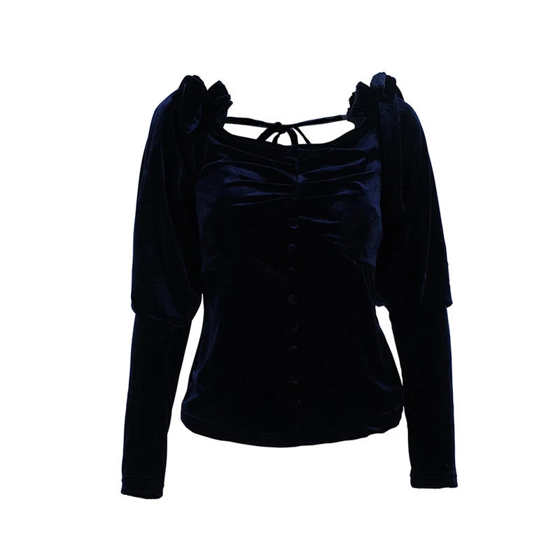 Estilo coreano Sexy blusas y blusas el hombro De terciopelo Slim camisa Streetwear Ropa De Mujer 2019 blusa De Mujer SJ1562R Estilo coreano Sexy blusas y blusas el hombro De terciopelo Slim camisa Streetwear Ropa De Mujer 2019 blusa De Mujer SJ1562R