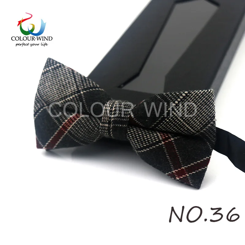 Мужские галстуки из хлопка и шерсти, обтягивающие, в полоску, с квадратным платком, в клетку, с бабочкой, набор галстуков, вечерние галстуки - Цвет: 36