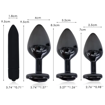 DOMI Gunmetal Heart Shape Stainless Steel Butt Plug Dildo Vibrator Anal Plug Adult Massager Beads Sex Anal Toy 2