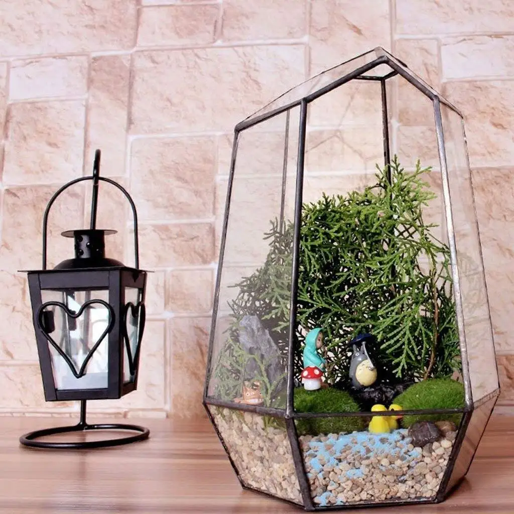 Для дома, теплицы, шестиугольная стеклянная ваза для платного сада Миниатюрный Мини Пейзаж