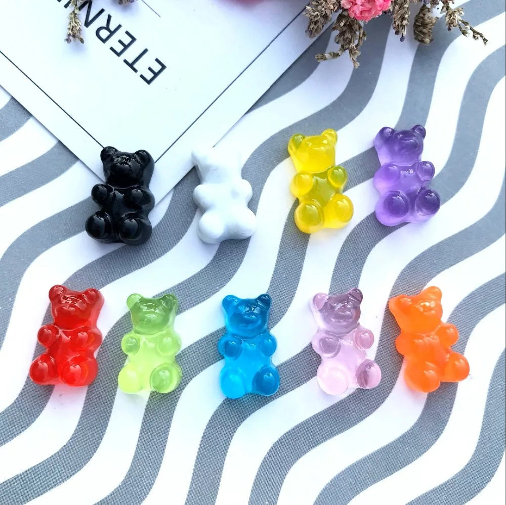 

10pcs Flatback Resin Cabochons Simulation Food Cute Bear Shaped QQ Gummy Candy DIY Dollhouse Miniature Deco Parts