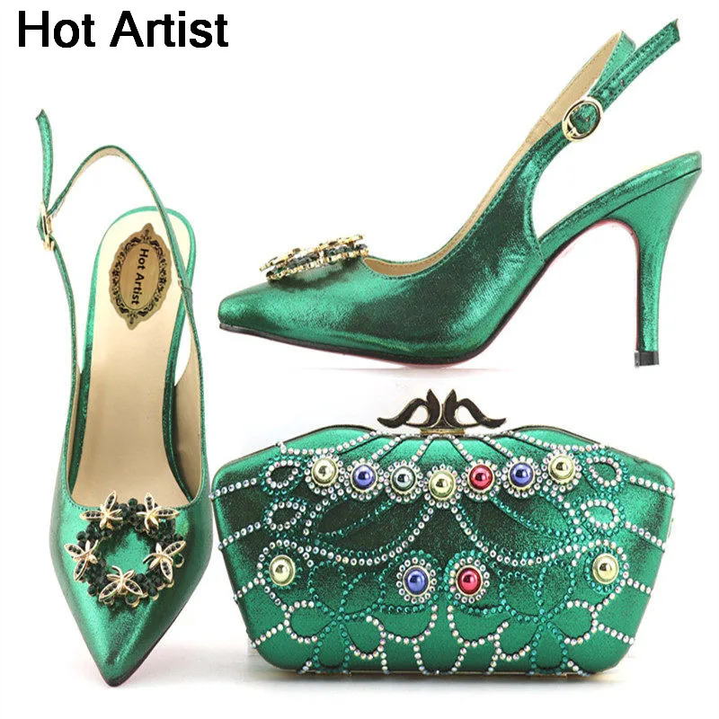 Hot Artist New Design Italian Pretty Shoes And Bag Set