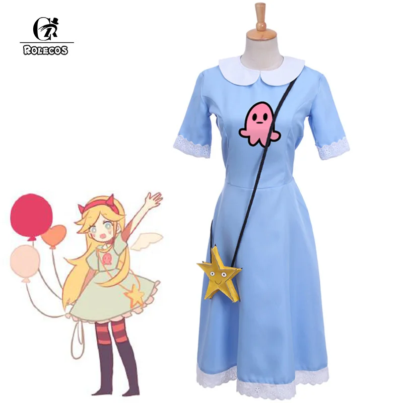 

ROLECOS Anime Star vs. The Forces of Evil Cosplay Costume Princess Star Butterfly Costume Blue Dress for Women Cosplay Costume