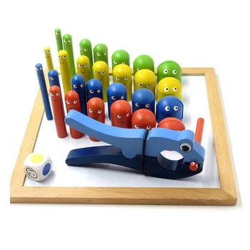 

Wooden Pliers Catch Insects Game Toys Kids Children Montessori Educational Toys for Hand-eye Coordination and Fine Motor Skills