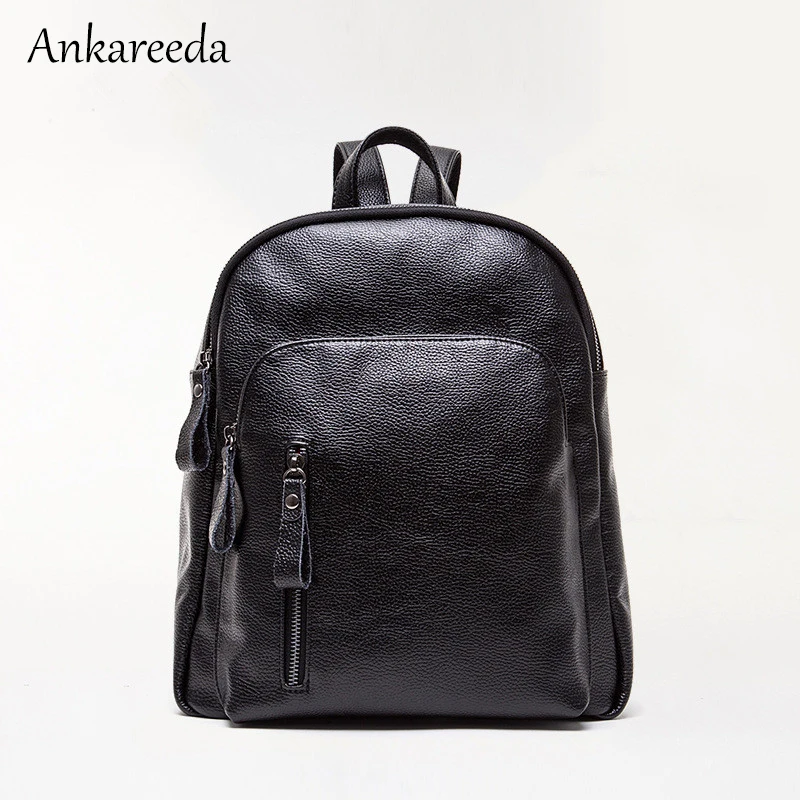 2017 New Korean Bagpack Fashion Casual Students School Bags Lichee Pattern PU Zipper Backpack Women s