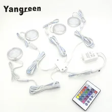 DC12V светодиодный под кабинет освещение 4 шт. светодиодный шайба Llights с Беспроводной РЧ пульт дистанционного управления, с регулируемой яркостью для пространства под прилавком, полка, мебельная подсветка