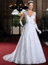 Custom Made New Design 2017 A-line V-neck Open Back Lace Beading Women Elegant Wedding Dresses vestidos de noiva