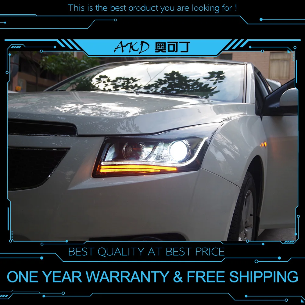 

AKD tuning cars Headlight For Chevrolet Cruze Sedan 2009-2014 Headlights LED DRL Running lights Bi-Xenon Beam Fog angel eyes