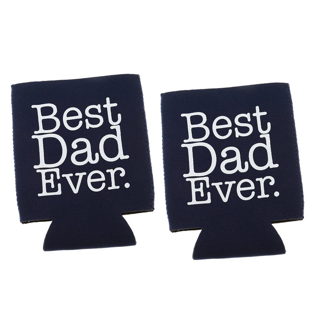 MagiDeal 2pcs Funny BEST DAD EVER Beer Can Holder Cooler Neoprene Beer Can Holders for Wedding Birthday Party Engagement Favors