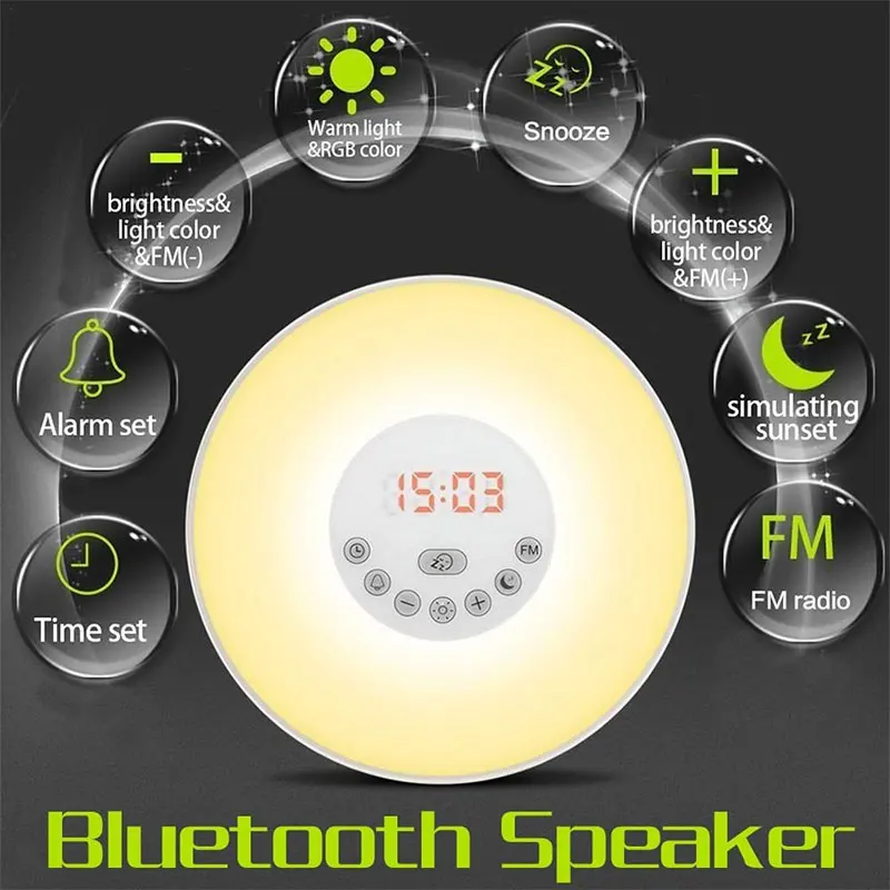 

S688 Multi-Function Intelligent Bluetooth Speaker Alarm Clock Colorful Light Touch Screen TF FM AUX With Mic