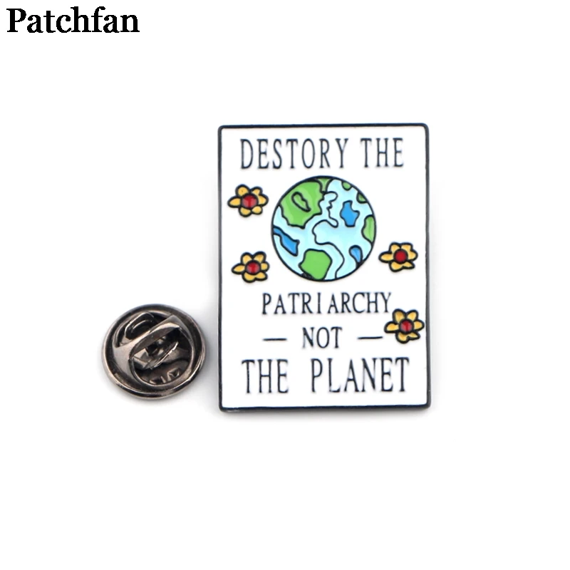 Patchfan Feminst Earth Zinc alloy tie pins badges para shirt bag clothes cap backpack shoes brooches badges medals A2240
