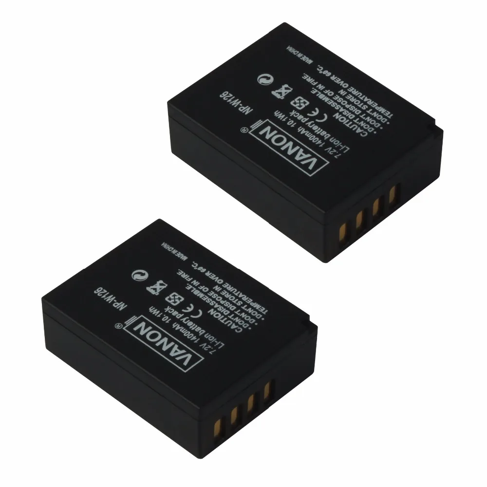 VANON 2 pack + Зарядное устройство NP W126 7 В 1400 мАч литий ионный Перезаряжаемые Камера