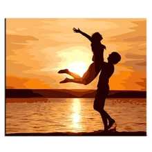 MOLEK картина маслом по номерам романтическая пара морской пейзаж акриловая модульная DIY Картина на холсте Современный домашний декор настенная художественная картина