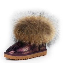 Г., модные ботинки с мехом енота женские зимние ботинки ручной работы из воловьей кожи наивысшего качества Новое поступление, модные теплые ботинки