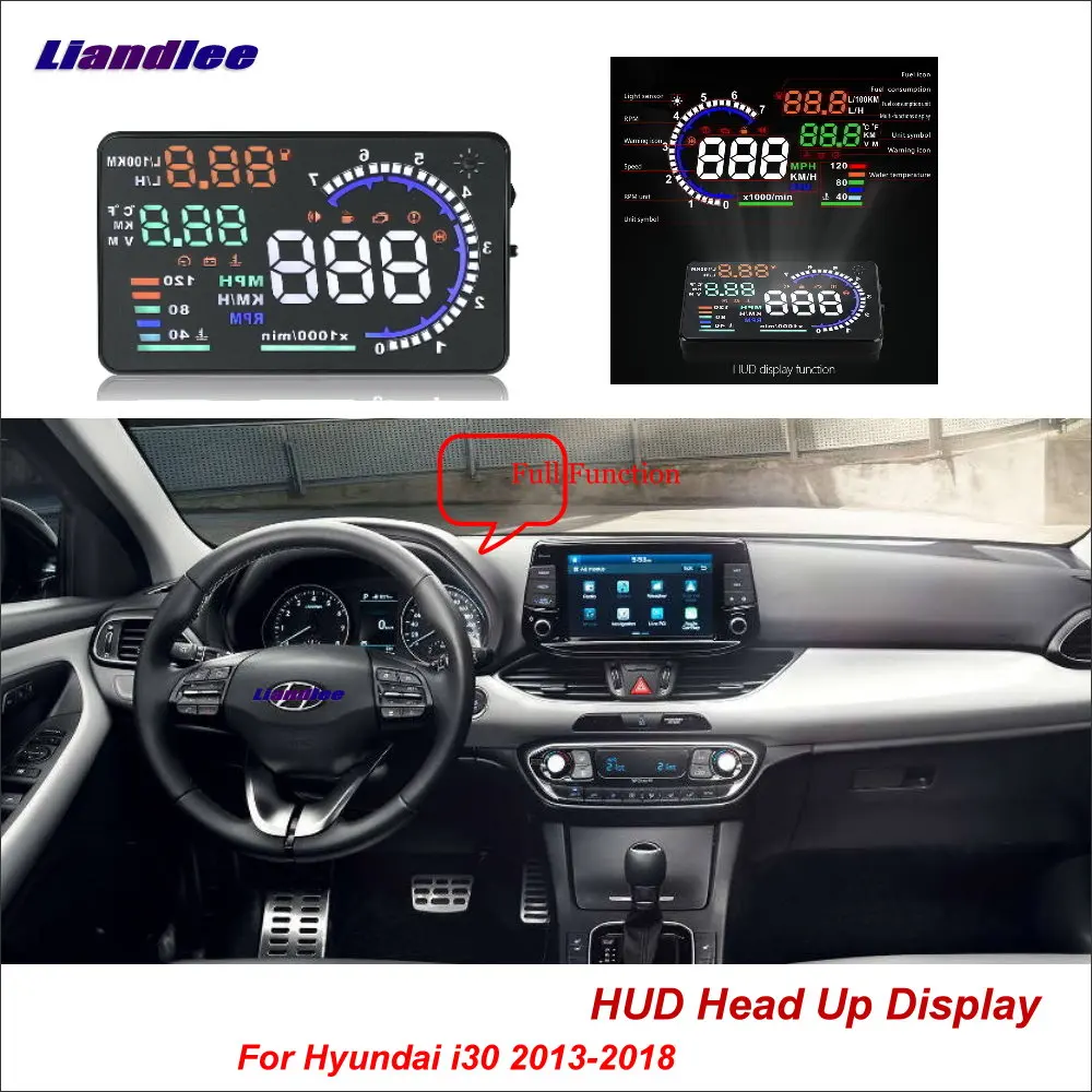 Liandlee Автомобильный дисплей HUD для Hyundai i30 2013 2018 безопасный экран вождения OBD II