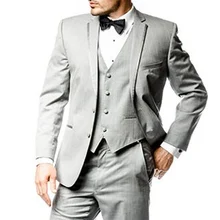 Gray Business Men Suits 2018 Classic Style Three Piece Notched Lapel Custom Made Wedding Groom Tuxedos (Jacket + Pants + Vest) Gray Business Men Suits 2018 Classic Style Three Piece Notched Lapel Custom Made Wedding Groom Tuxedos (Jacket + Pants + Vest)