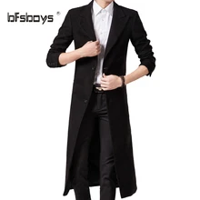 Frühling Herbst Winter Herrenmode Casual Einreiher Langen Trenchcoat Jacke Pea Coat Mantel Britischen Stil