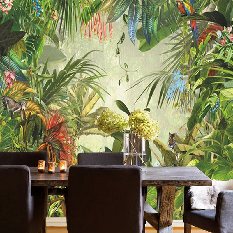 Пользовательские 3d фото обои 3d настенные фрески обои растение из тропического леса банан фон Настенные обои украшение дома