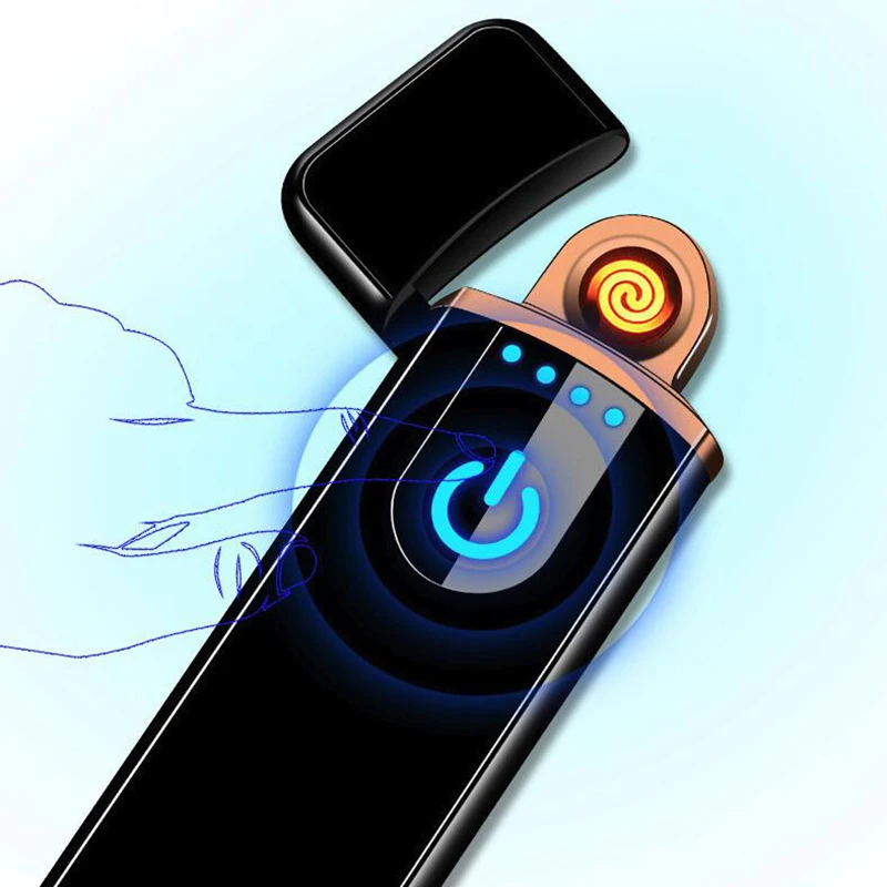 

New thin usb charging lighter touch screen electronic cigarette lighters small rechargeable electric lighter windproof men gift