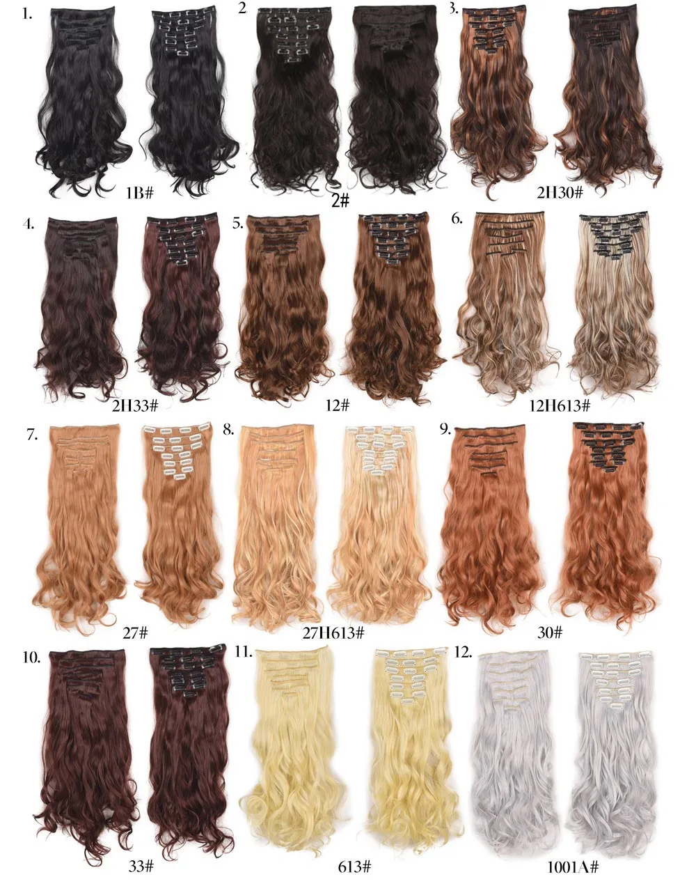 Hairpieces Curly Clip In Hair Extensions Synthetic 7pcs Set Ombre Hair Extensions Clip Fake Hair Pieces