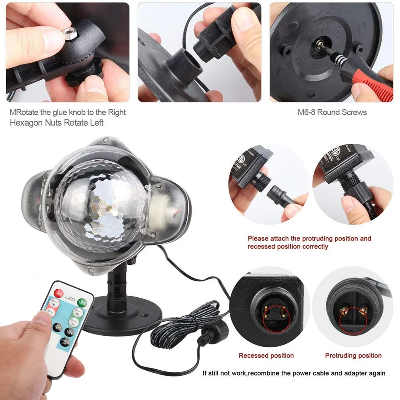 LED Projector Light Snow Falling Light Waterproof Outdoor Indoor Snowflake Decorations Light with Remote Control for Christmas Halloween Festival Wedding Birthday Patio Garden Part(9)